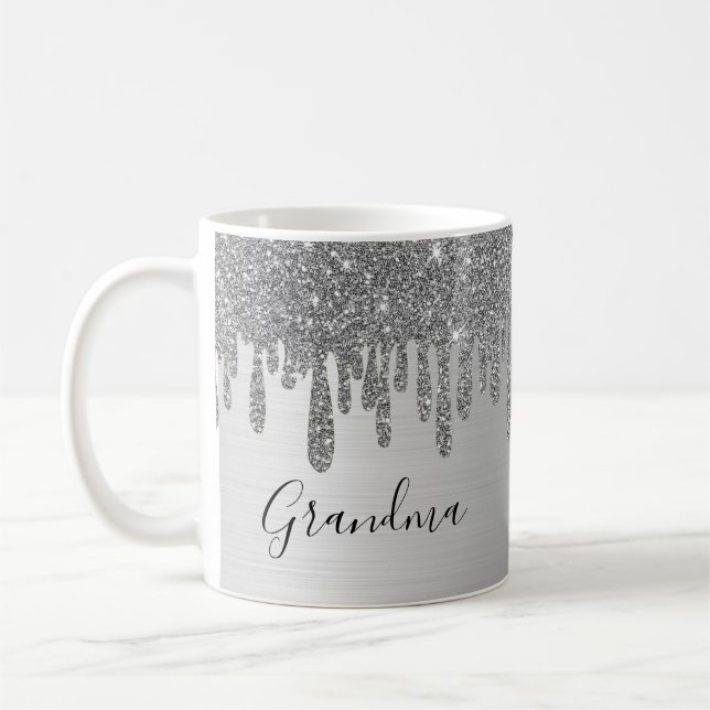 Silver Glitzer Oma Keramik Kaffeetasse (Links)