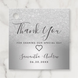 Silver Glitzer ombre metallic danke Ihnen Hochzeit Geschenkanhänger