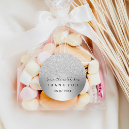 Silver Glitzer ombre Metallic Folie Vielen Dank Runder Aufkleber