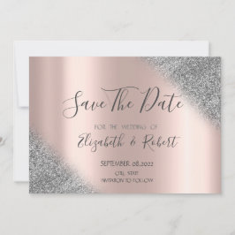 Silver Glitzer Ombre Rose Gold Save the Date