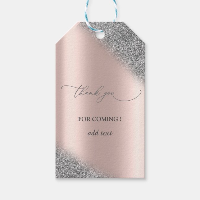 Silver Glitzer Ombre Rose Gold Wedding Geschenkanhänger (Vorderseite)