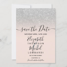 Silver Glitzer ombre Skript wird Save the Date rot