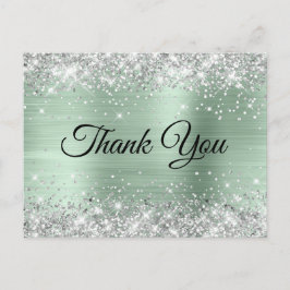 Silver Glitzer Pale Mint 75. Geburtstag Vielen Dan Postkarte