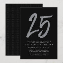 Silver Glitzer Party Einladung zum 25. Jubiläum