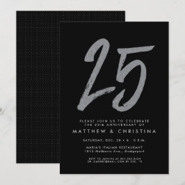 Silver Glitzer Party Einladung zum 25. Jubiläum
