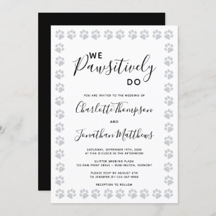 Silver Glitzer Paw Prints Hochzeitseinladung Einladung