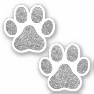Silver Glitzer Paw Prints Sticker
