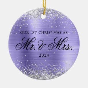 Silver Glitzer Periwinkle Foil Unser 1. Weihnachts Keramik Ornament