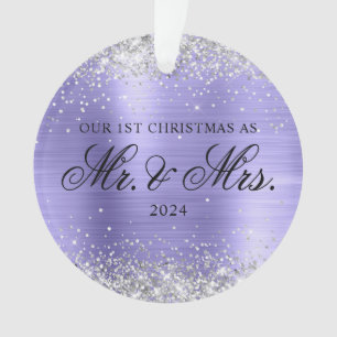 Silver Glitzer Periwinkle Foil Unser 1. Weihnachts Ornament