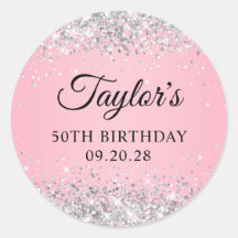 Silver Glitzer Pink 50. Geburtstag