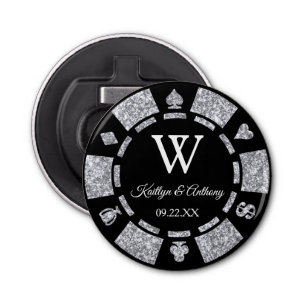 Silver Glitzer Poker Chip Casino Gastgeschenk Hoch Flaschenöffner