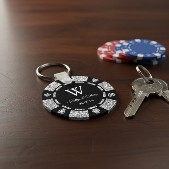 Silver Glitzer Poker Chip Casino Gastgeschenk Hoch Schlüsselanhänger (Von Creator hochgeladen)