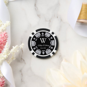 Silver Glitzer Poker Chip Casino Hochzeit