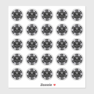 Silver Glitzer Poker Chip Casino Hochzeitsfeier 3c Aufkleber