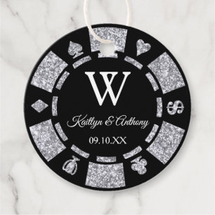 Silver Glitzer Poker Chip Casino Hochzeitsfeier Geschenkanhänger