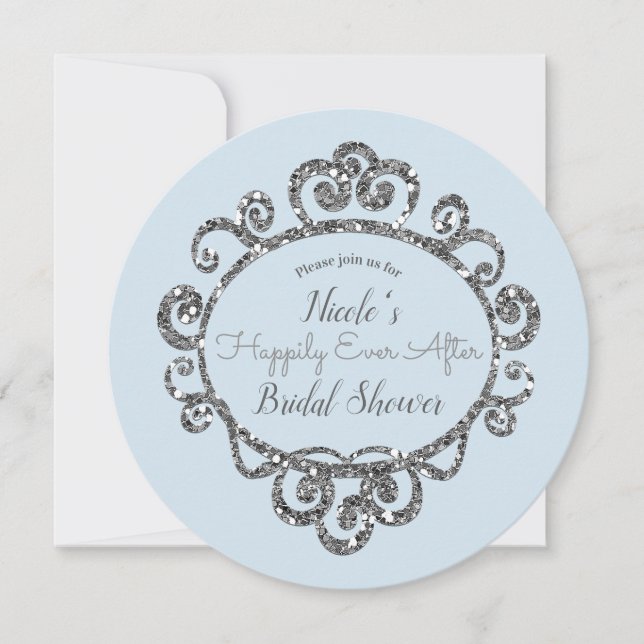 Silver Glitzer Princess Party Brautparty Einladung (Vorderseite)