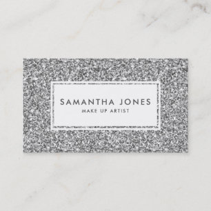 Silver Glitzer Print Feminine Business Cards Visitenkarte