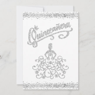 Silver Glitzer Quinceañera 15 Kroneneinladung Einladung