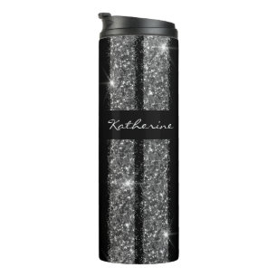Silver Glitzer Race Strike Personalisierte Travel  Thermosbecher