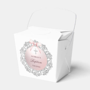 Silver Glitzer Rahmen rosa Taufe Taufe ausschalten Geschenkschachtel