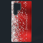 Silver Glitzer Red Foil Girly Signature Samsung Galaxy Hülle<br><div class="desc">Girly Imitate funkelnd silberne Glitzer Highlights auf der links Kante, über einem Imitat hellen Juwel Ton rot Ober gebürstete Metallfolie. Die moderne, mädchenhafte Unterschrift besticht durch einen eleganten Schriftart aus weißer Kalligraphie mit dekorativen Schwänzen in vertikaler Form. Passen Sie die Stile des Schriftartes an oder verschieben Sie die glitzernden Grafiken,...</div>
