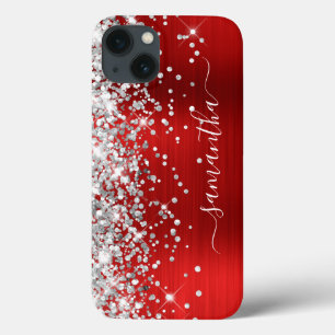 Silver Glitzer Red Foil Modern Girl Signature Case-Mate iPhone Hülle