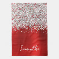 Silver Glitzer Red Glam Name