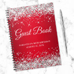 Silver Glitzer Red Ombre 90th Birthday Gästebuch Notizblock<br><div class="desc">Erstellen Sie Ihr eigenes Gästebuch für ihre 90. Geburtstagsfeier in diesem leeren Notizbuch. Junge Imitate funkelnd,  silberner Glitzer oben und unten über einem roten Ober. Sie können den Stil und die Größe des Schriftartes nach Bedarf anpassen.</div>