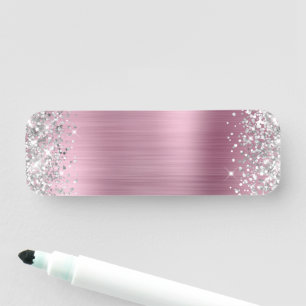 Silver Glitzer Rosa Foil Blank Namensschild