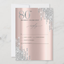 Silver Glitzer Rose Gold 80. Geburtstag UAWG Einladung