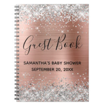 Silver Glitzer Rose Gold Baby Showbook