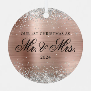 Silver Glitzer Rose Gold Foil 1. Weihnachtsfest Fo Ornament Aus Metall