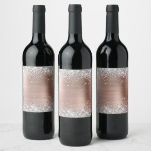 Silver Glitzer Rose Gold Foil Blank Weinetikett