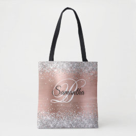 Silver Glitzer Rose Gold Foil Extravagant Monogram