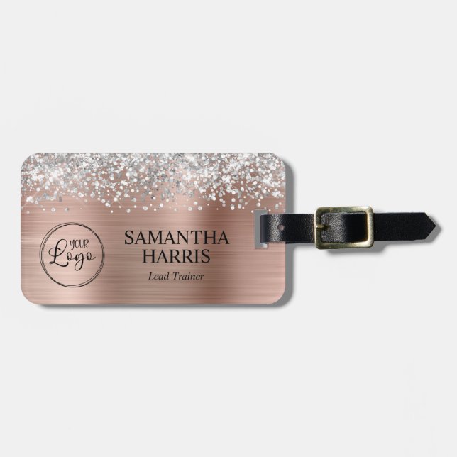 Silver Glitzer Rose Gold Foil Logo Gepäckanhänger (Vorderseite horizontal)