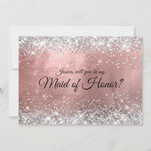 Silver Glitzer Rose Gold Foil Trauzeugin Einladung