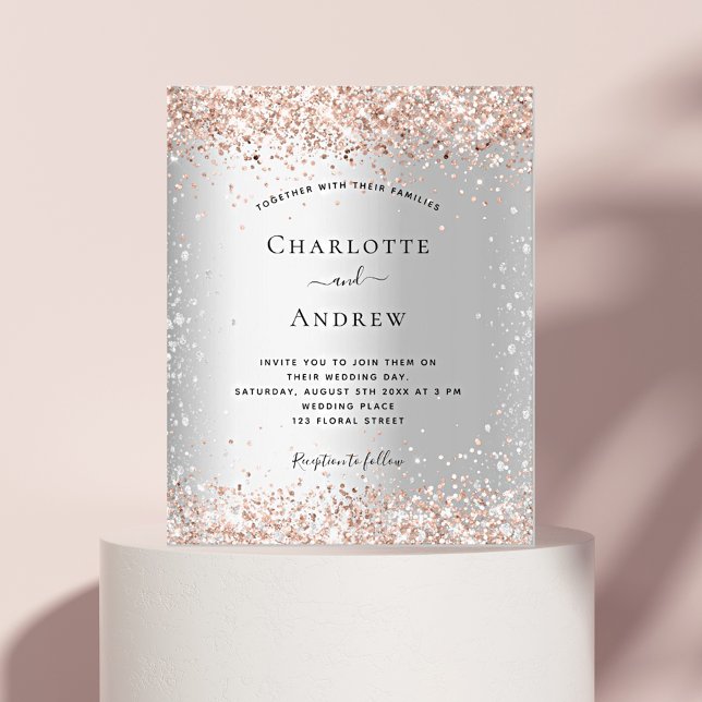 Silver Glitzer Rose Gold Hochzeitsbudget Flyer (Von Creator hochgeladen)