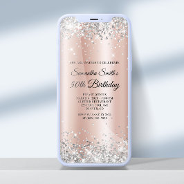Silver Glitzer Rose Gold Ombre 50. Geburtstag Einladung