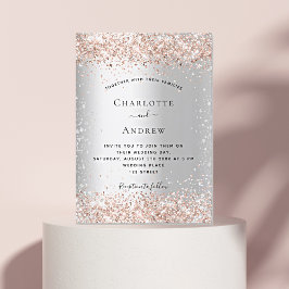 Silver Glitzer Rose Goldglanz Hochzeit Einladung