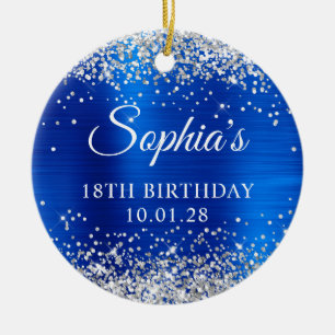 Silver Glitzer Royal Blue 18. Geburtstag Foto Keramik Ornament