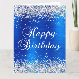 Silver Glitzer Royal Blue Big Happy Geburtstag Karte