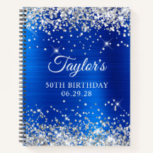Silver Glitzer Royal Blue Foil 50. Geburtstagsgast