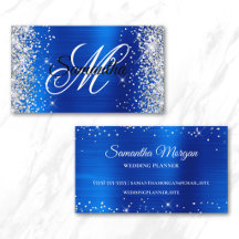 Silver Glitzer Royal Blue Foil Extravagant Monogra