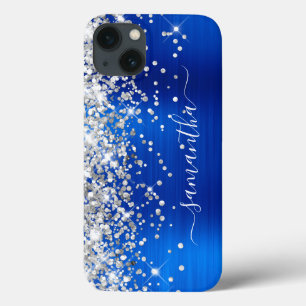 Silver Glitzer Royal Blue Foil Girly Signature Case-Mate iPhone Hülle