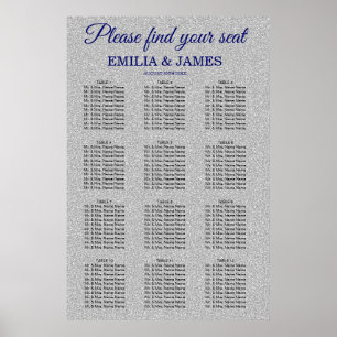 Silver Glitzer, Royal Wedding Seating Chart Poster
