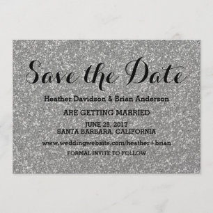 Silver Glitzer Save the Date einladen Einladung