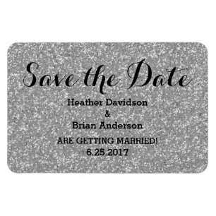 Silver Glitzer Save the Date Flexi Magnet