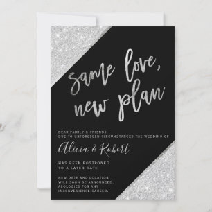 Silver Glitzer Schwarzer neuer Plan verschoben Save The Date