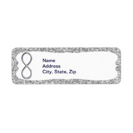Silver Glitzer Silver Infinity Address Labels
