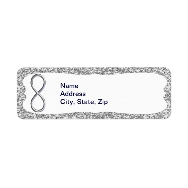 Silver Glitzer Silver Infinity Address Labels (Vorne)